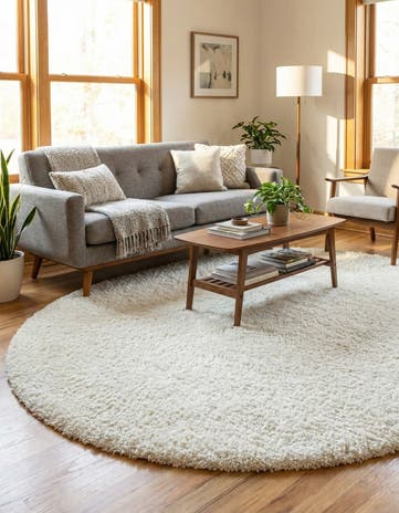 6' x 6' Solid Shag Round Rug