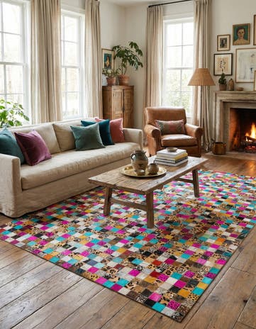 5' x 8' Cowhide Leather Rug