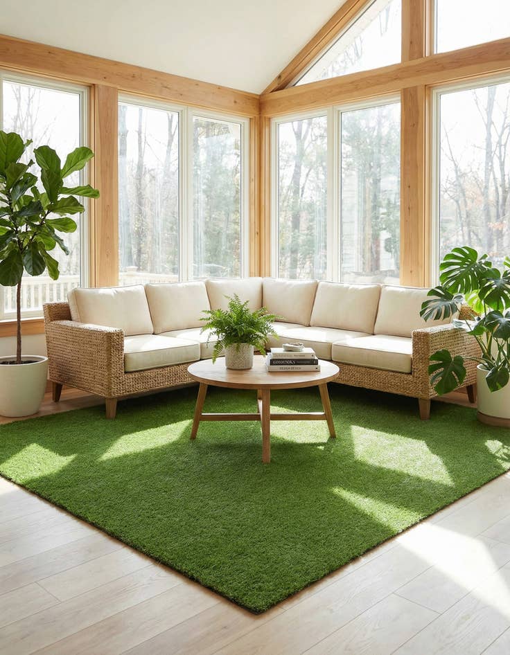 Detail image of  10' x 16'  Washable Grass Indoor / Outdoor Rug