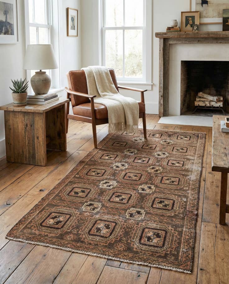 Detail image of 2' 8 x 5' 9 Hand Knotted Ultra Vintage Persian Wool Runner Rug