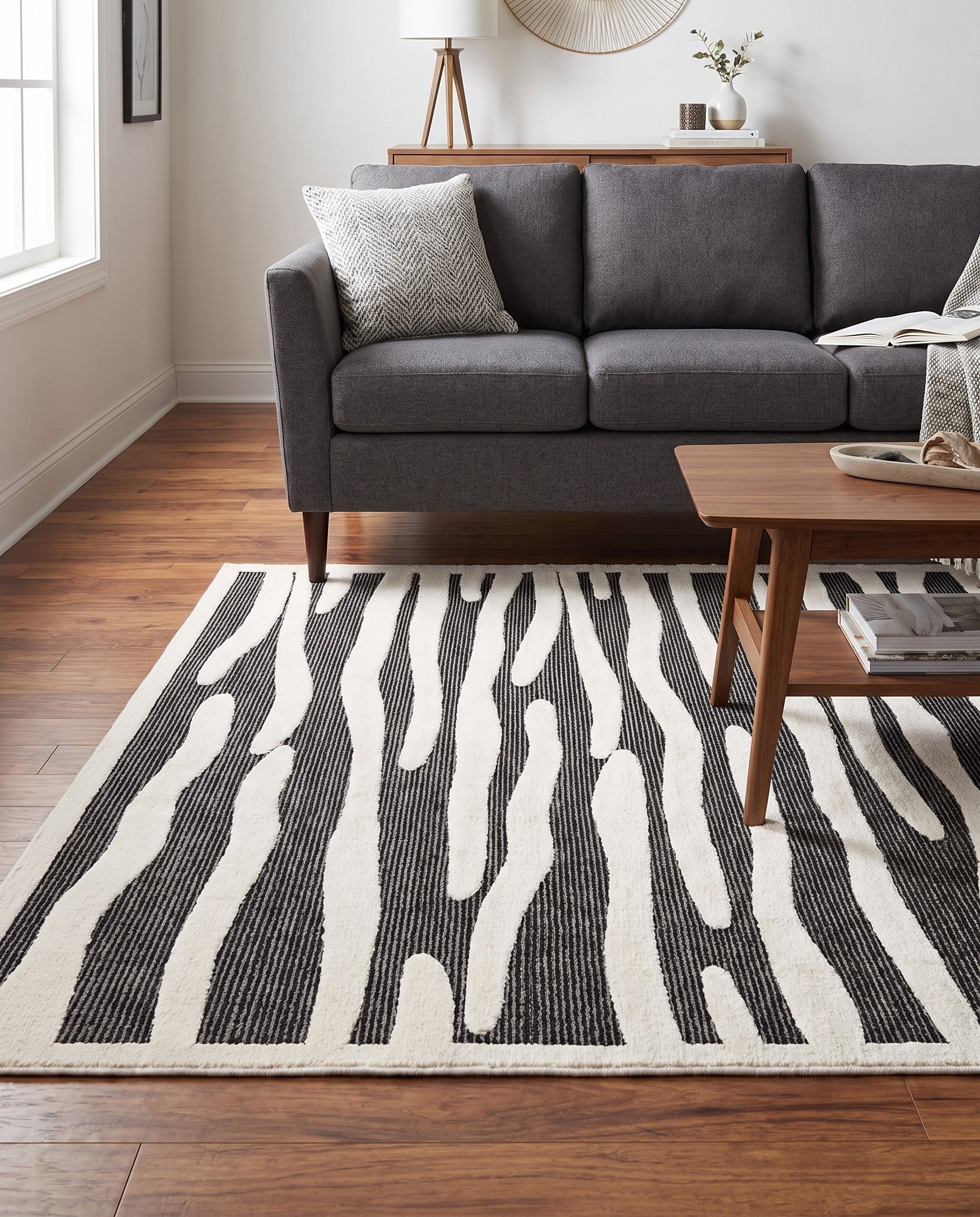 Gray Prismatic Square Rug