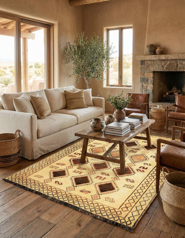 Detail image of 4' 10 x 8' 2 Gabbeh Wool Rug