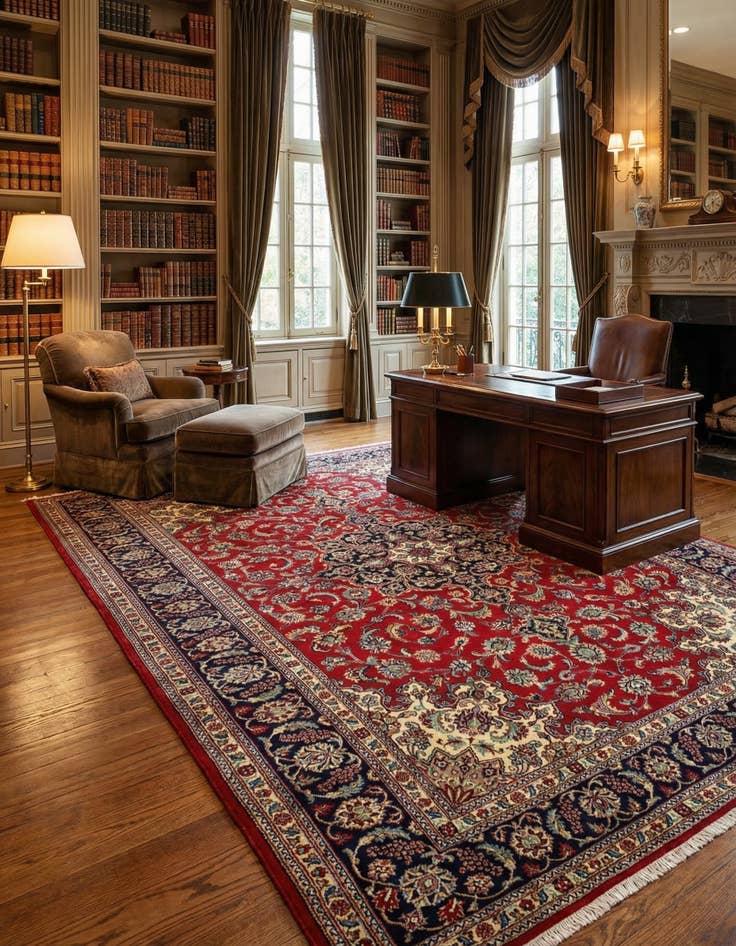 Detail image of 6' 9 x 9' 9  Hand Knotted Qom Persian Rug