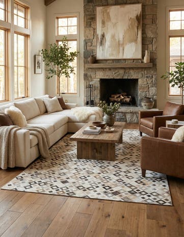 5' x 7' 7 Cowhide Leather Rug
