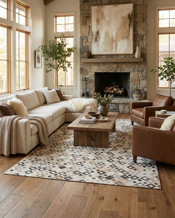 5' x 7' 7 Cowhide Leather Rug