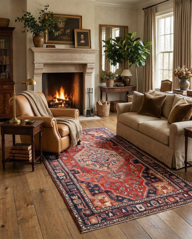 Detail image of 4' 6 x 9' 5 Hamedan Rug