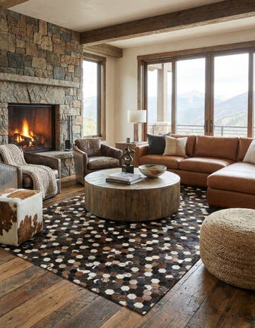 5' 2 x 8' Cowhide Leather Rug