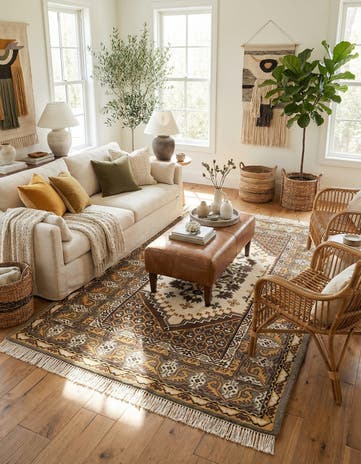 5' x 8' 9 Hand Knotted Moroccan Wool Rug
