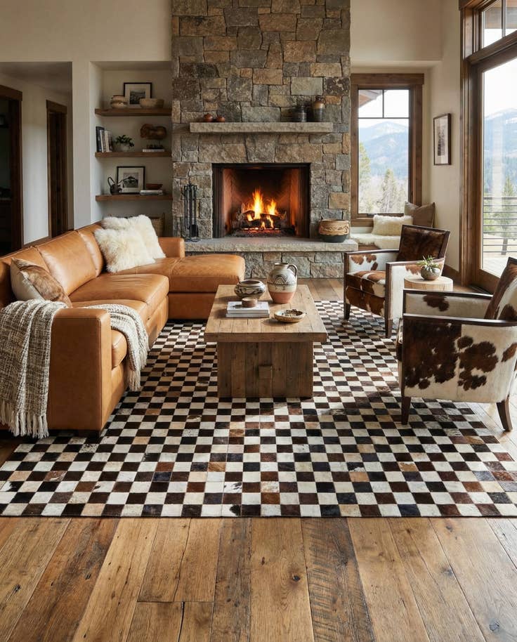 Detail image of 8' x 9' 10 Cowhide Stocks Rug