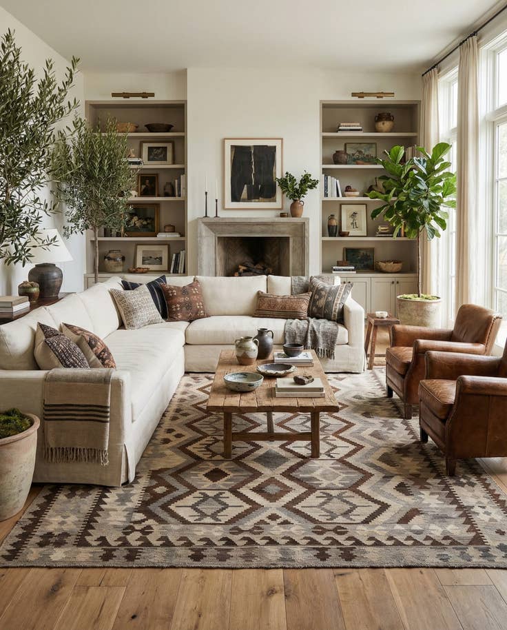 Detail image of 7' x 9' 6 Hand Woven Kilim Maymana Wool Rug