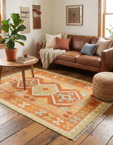 3' 3 x 5' Hand Woven Kilim Waziri Wool Rug
