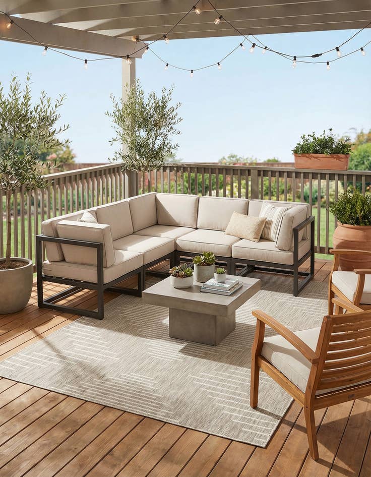 Detail image of  6' x 9'  Washable Modern Indoor / Outdoor Rug