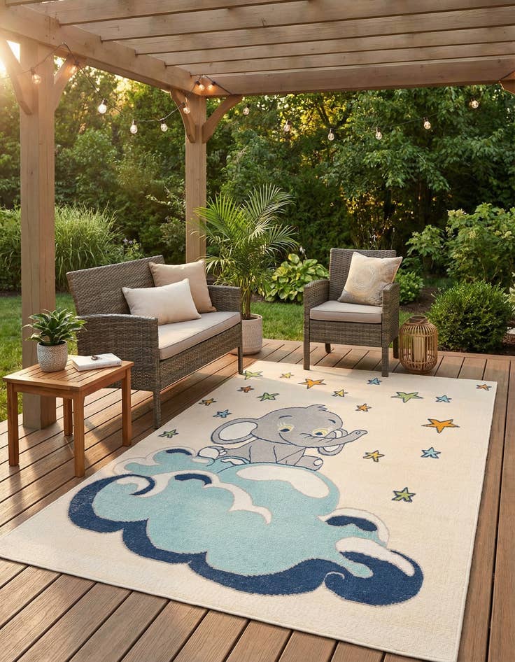 Detail image of  5' 3 x 7' 7  Washable  Indoor / Outdoor Rug