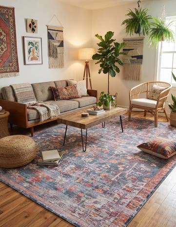 Navy Blue Washable Maahru Rug