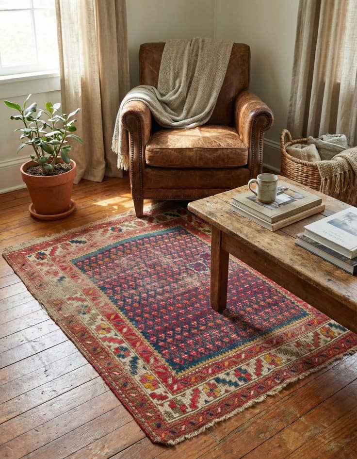 Detail image of 3' 5 x 4' 1  Hand Knotted Botemir Persian Wool Rug