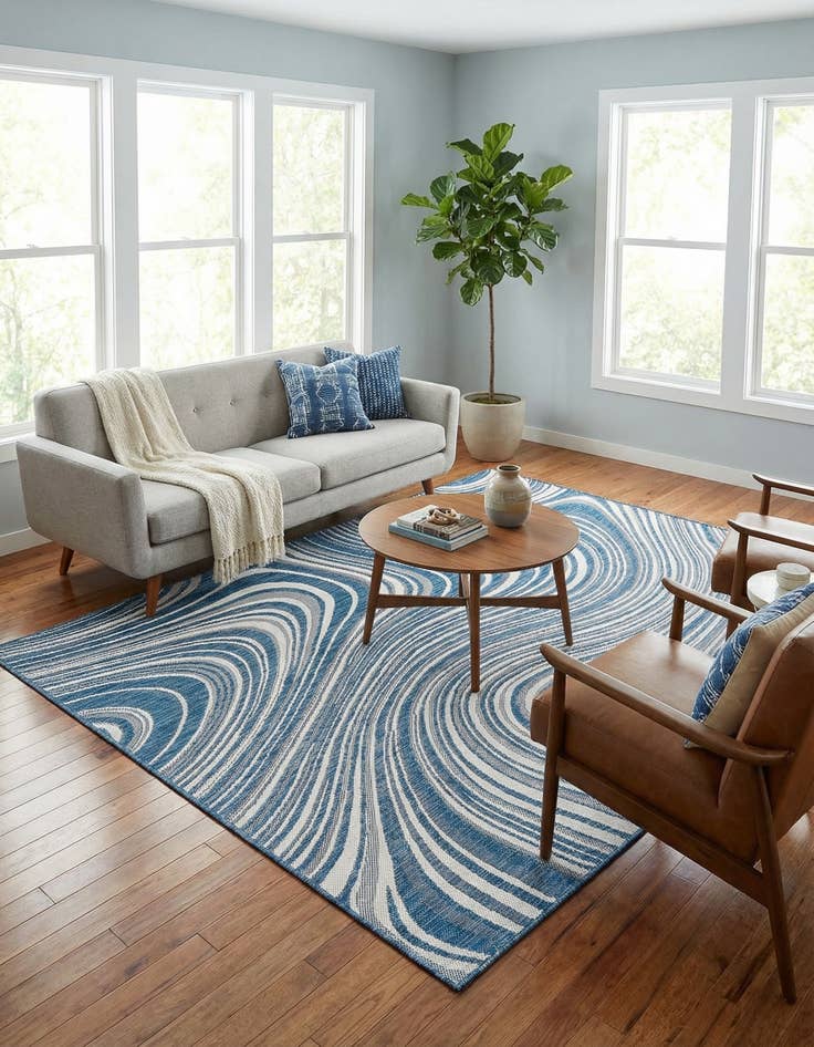 Detail image of 7' x 10'  Washable Modern Indoor / Outdoor Rug