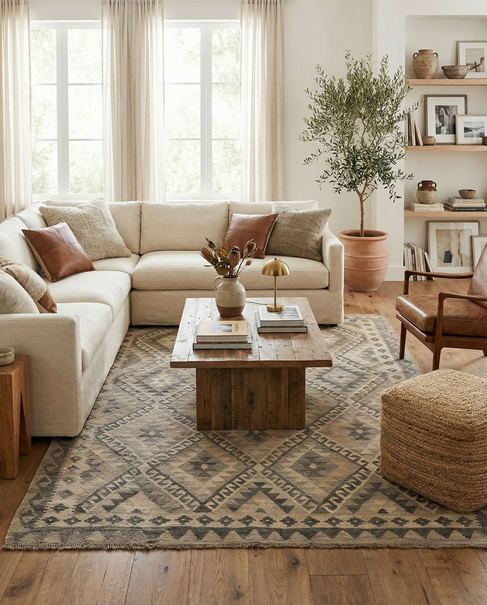 4' 11 x 6' 10 Hand Woven Kilim Maymana Wool Rug
