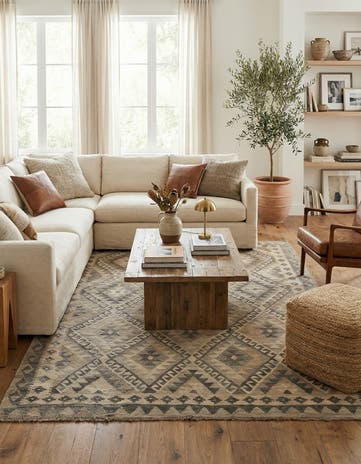 4' 11 x 6' 10 Hand Woven Kilim Maymana Wool Rug