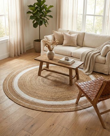  8' x 8'  Hand Braided Jute Round Rug