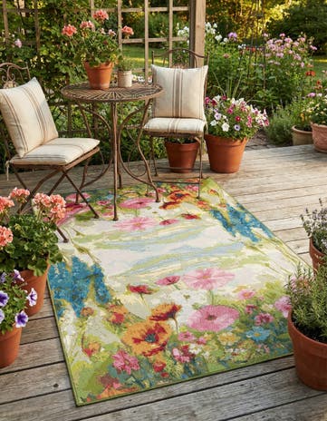 Easy-Clean Botanical Indoor / Outdoor Rug