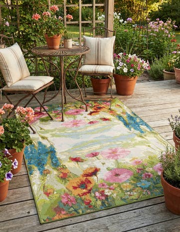 Easy-Clean Botanical Indoor / Outdoor Rug