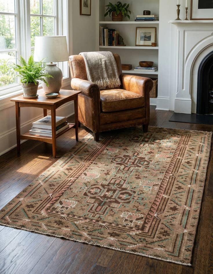 Detail image of  3' 10 x 6' 2  Hand Knotted Ultra Vintage Persian Wool Rug