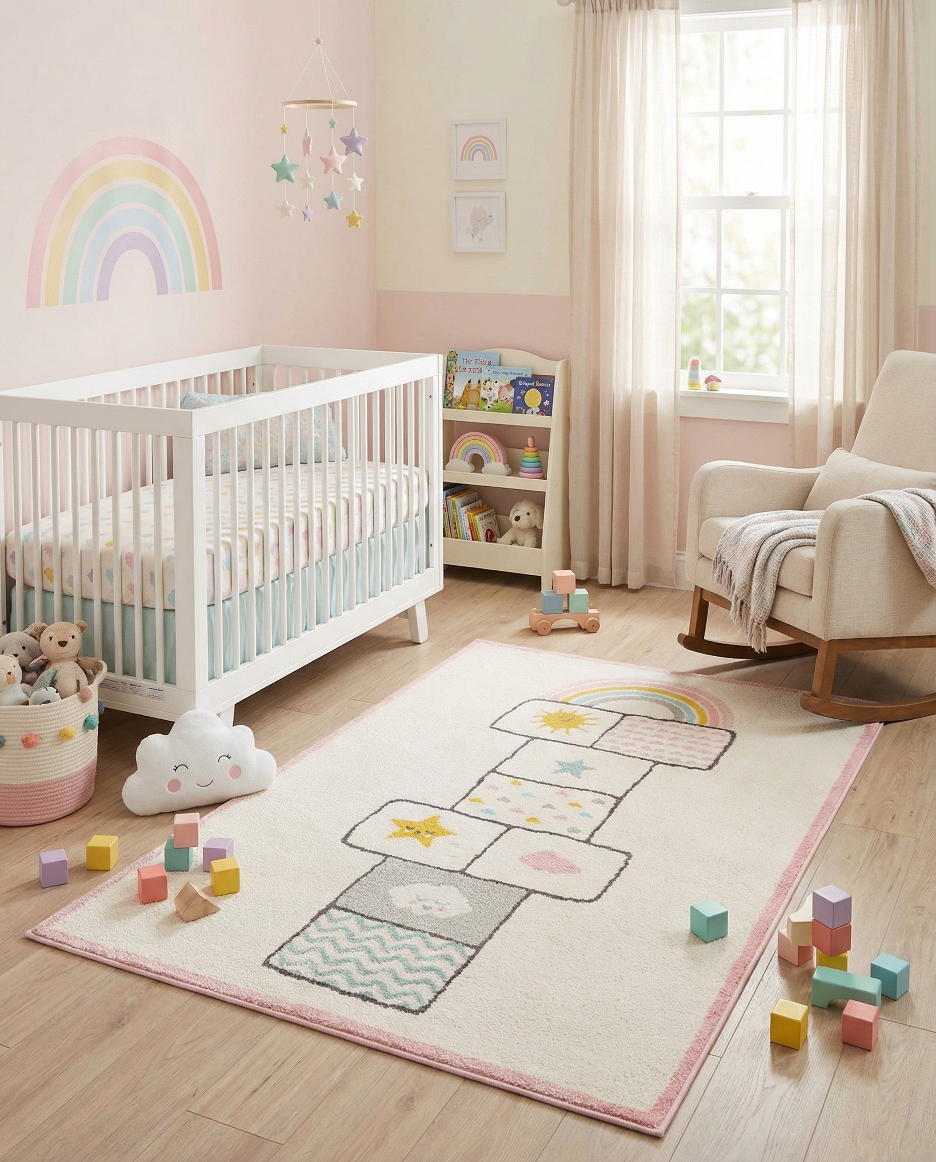 Ivory 4' x 6' Hopscotch Whimsy Kids Rug | Rugs.com