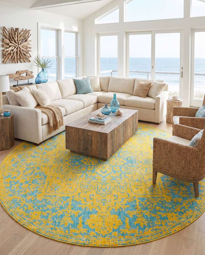13' x 13' Easy-Clean Jill Zarin Dubai Indoor / Outdoor Round Rug