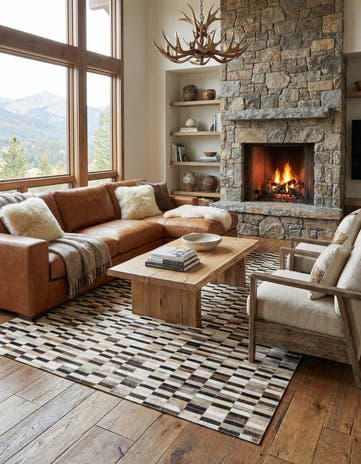 5' x 8' Cowhide Leather Rug
