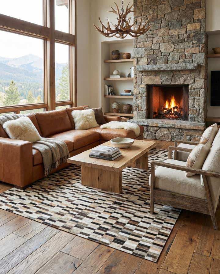 5' x 8' Cowhide Leather Rug