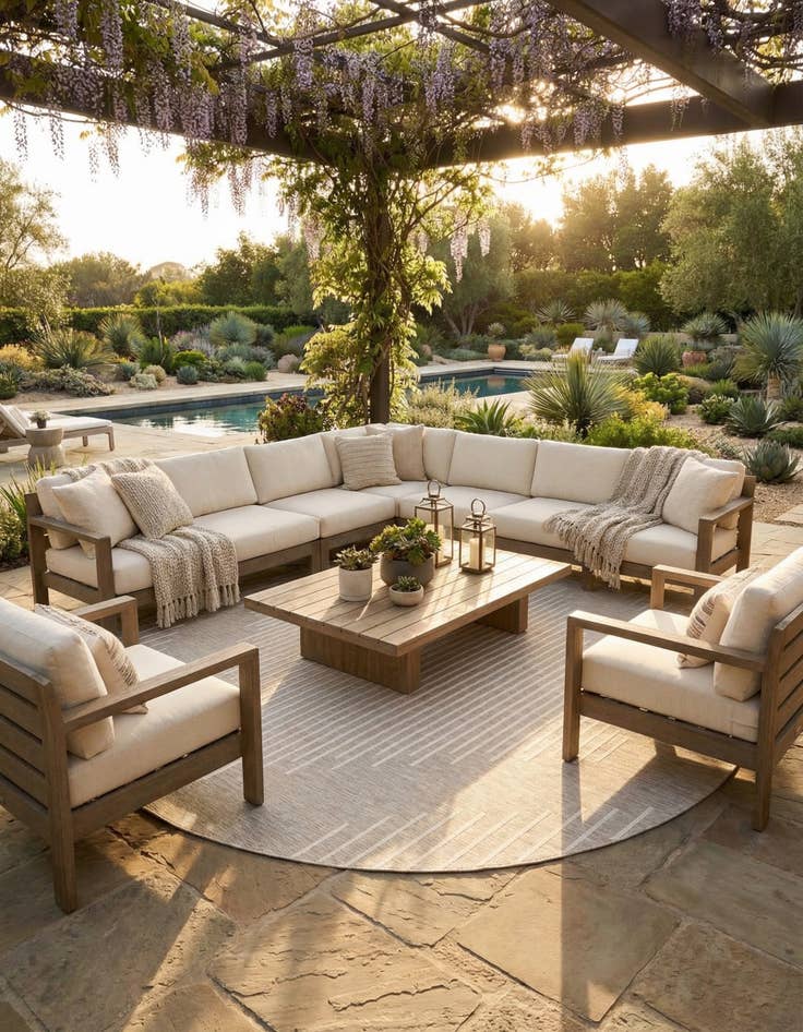 Detail image of 13' x 13'  Washable Modern Indoor / Outdoor Round Rug