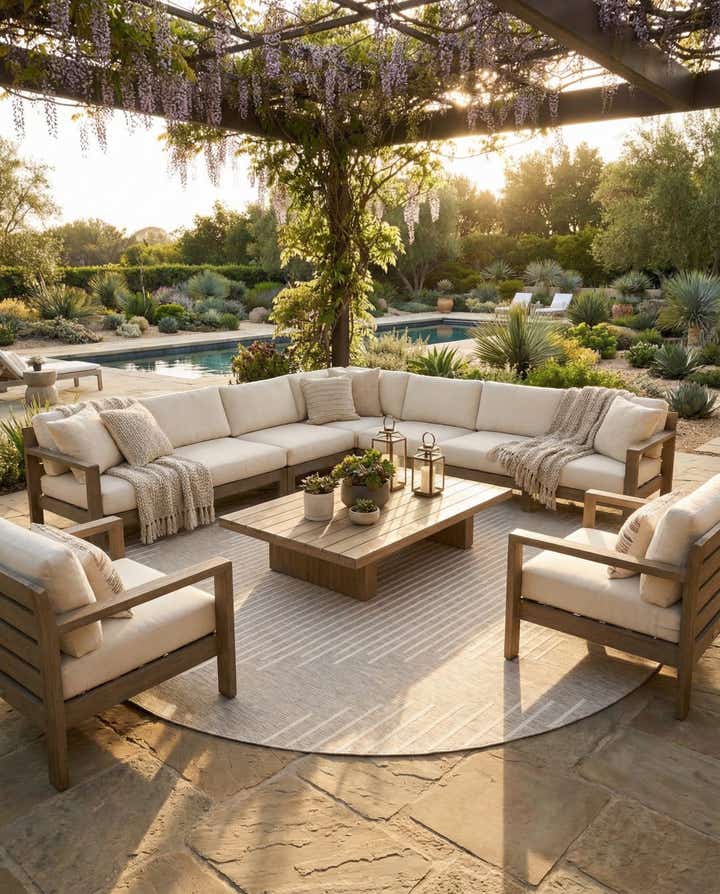 13' x 13' Easy-Clean Modern Indoor / Outdoor Round Rug