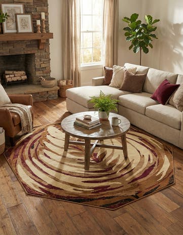 Beige Cafe Octagon Rug