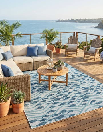 9' x 12' Easy-Clean Coastal Indoor / Outdoor Rug