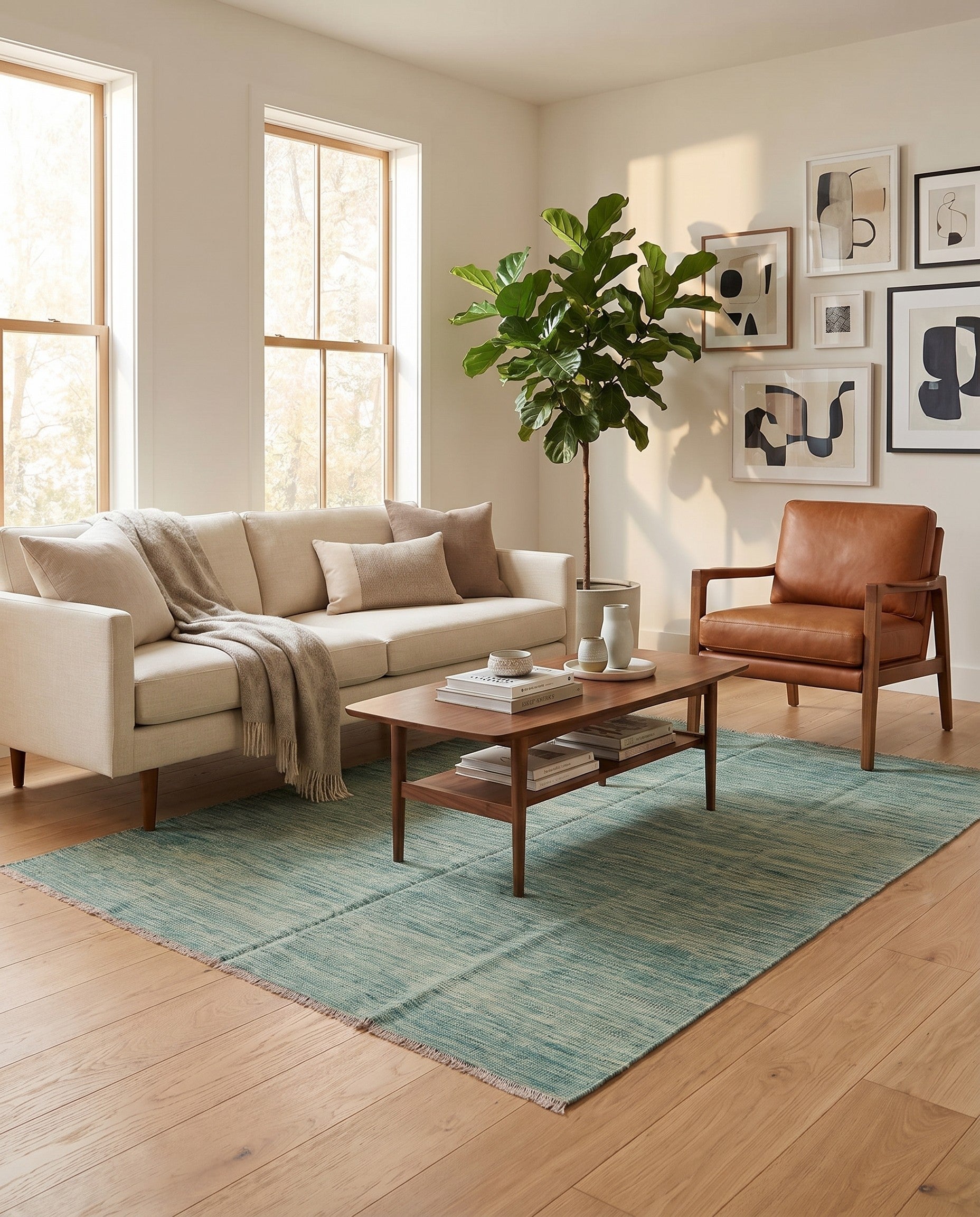 4' 10 x 6' 7 Hand Woven Kilim Modern Wool Rug