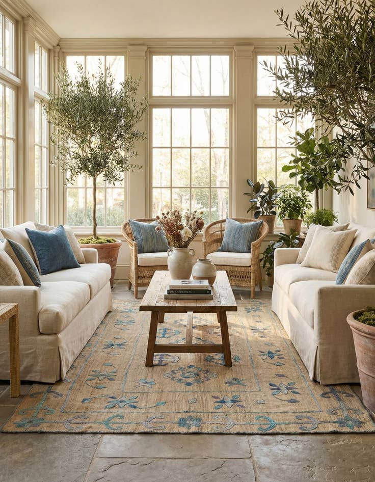 Detail image of 5' 6 x 7' 5  Hand Woven Kilim Suzani Wool Rug