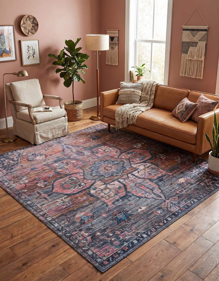 7' 3 x 7' 3 Washable Nostalgia Square Rug