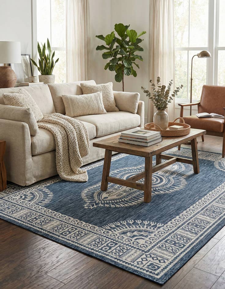 Detail image of 6' x 9'  Washable Traditional Indoor / Outdoor Rug