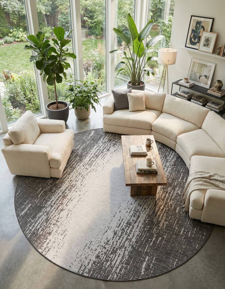 Detail image of  13' x 13'  Washable Modern Indoor / Outdoor Round Rug