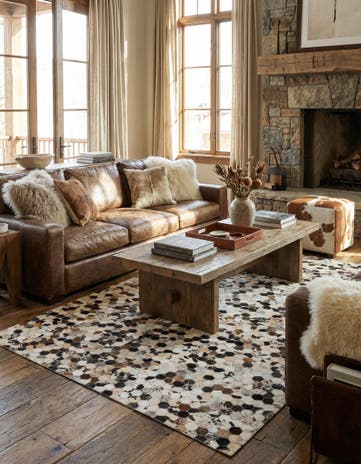 5' x 8' Cowhide Leather Rug