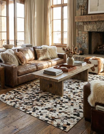 5' x 8' Cowhide Leather Rug