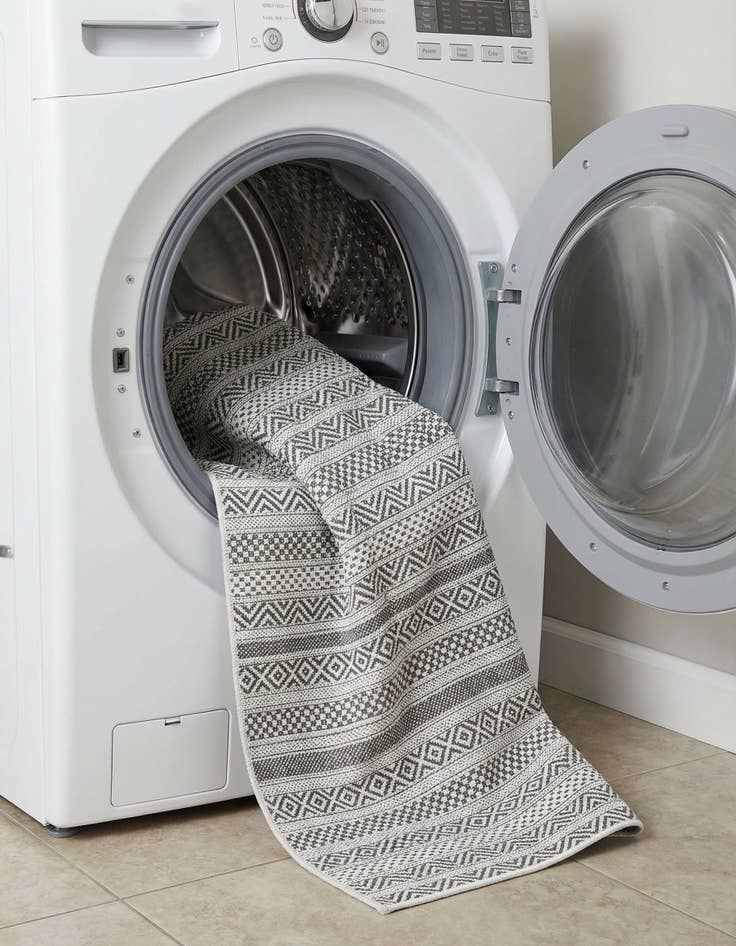 Detail image of 2' x 8'  Washable Striped Indoor / Outdoor Runner Rug