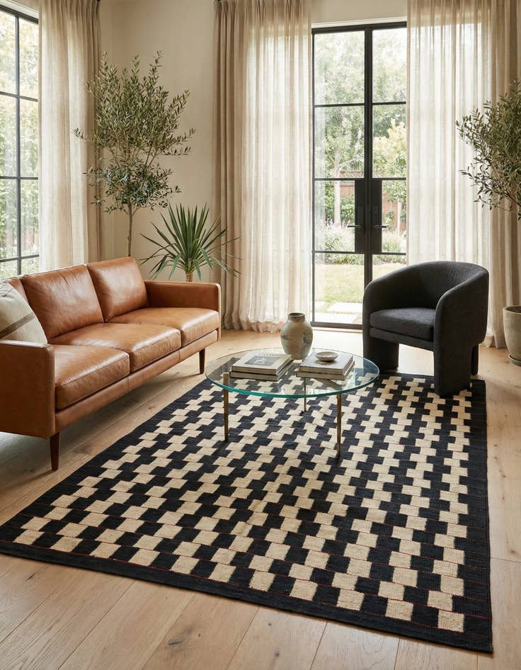 Detail image of 5' x 6' 3  Hand Woven Kilim Modern Wool Rug