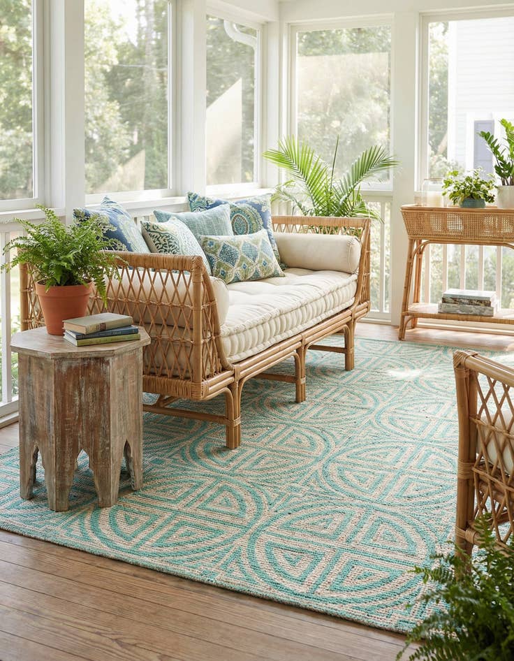 Detail image of 6' 1 x 9'  Hand Woven Chenille Jute Rug