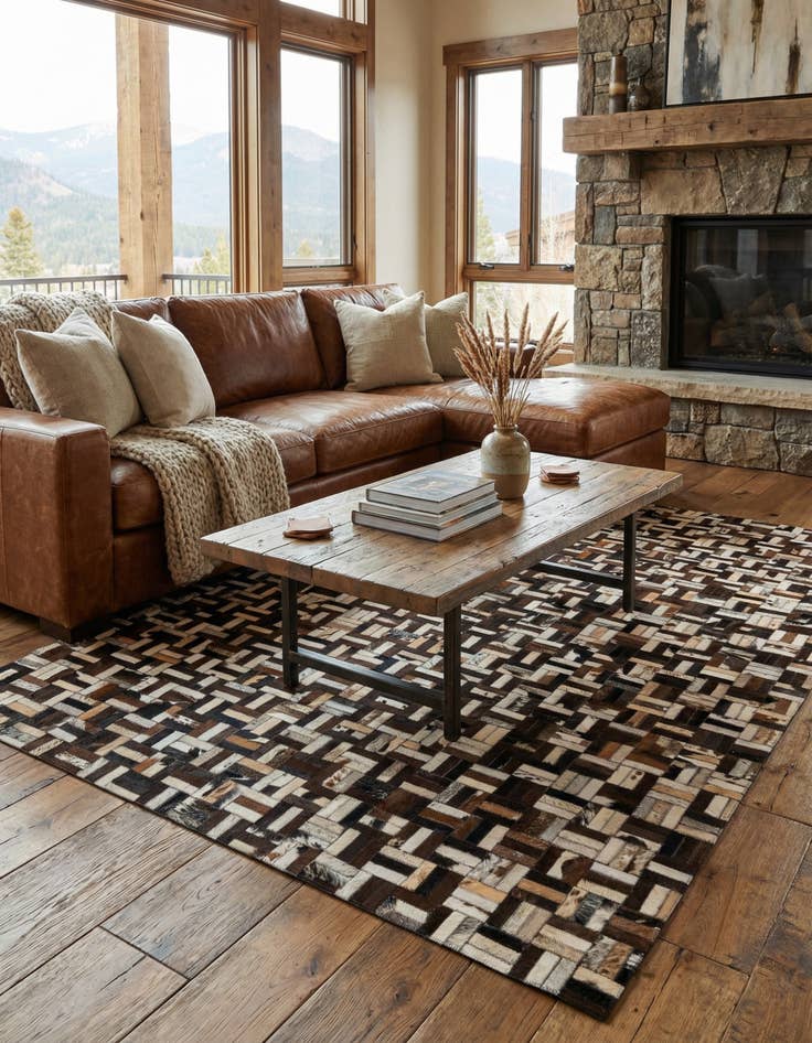 Detail image of  4' 11 x 7' 11 Cowhide - Patchwork Rug