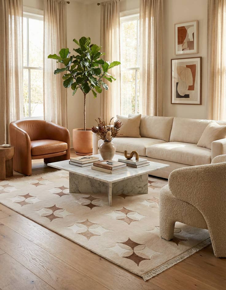 Detail image of  5' 5 x 8'  Hand Knotted Darya Wool Rug