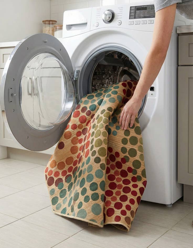 Detail image of  7' x 7'  Washable Modern Indoor / Outdoor Octagon Rug