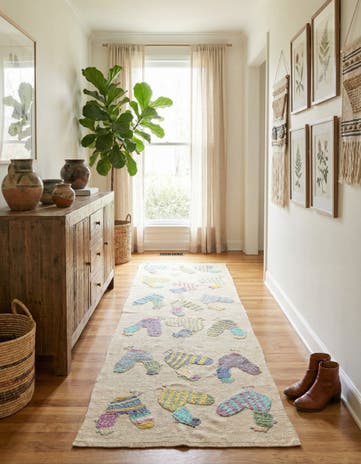 2' 8 x 7' 3 Hand Woven Kilim Suzani Wool Runner Rug