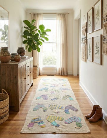 2' 8 x 7' 3 Hand Woven Kilim Suzani Wool Runner Rug