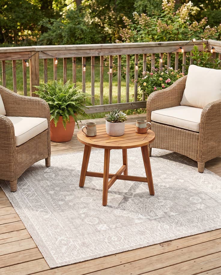 Detail image of 5' 3 x 5' 3 Easy-Clean Aztec Indoor / Outdoor Square Rug